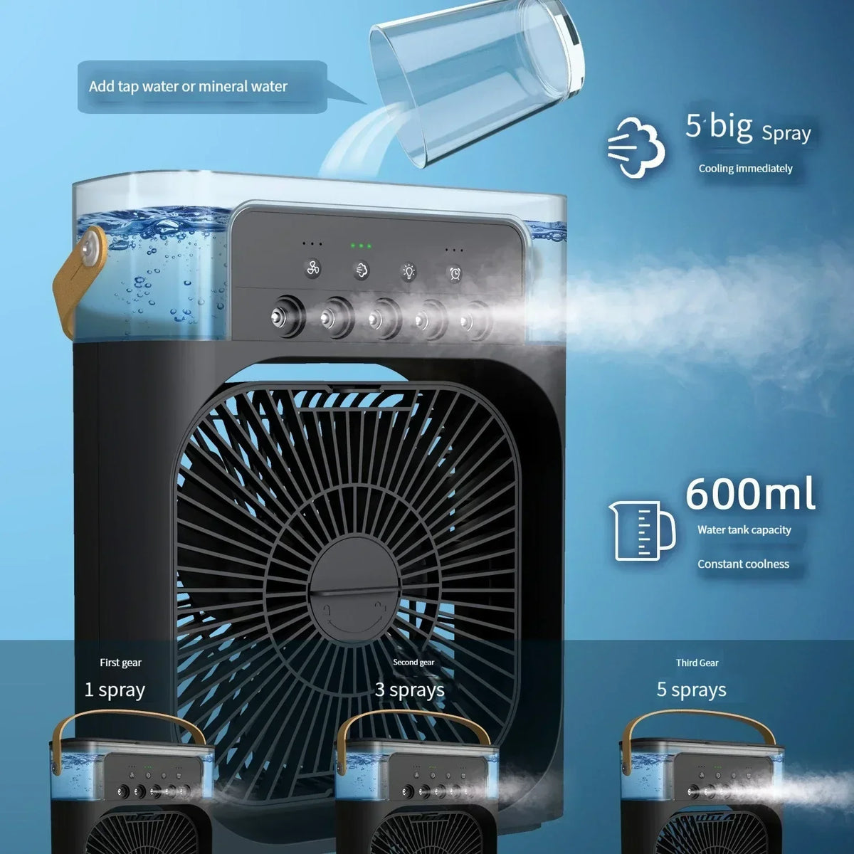 3-In-1 Ice Mist Portable Air Cooler