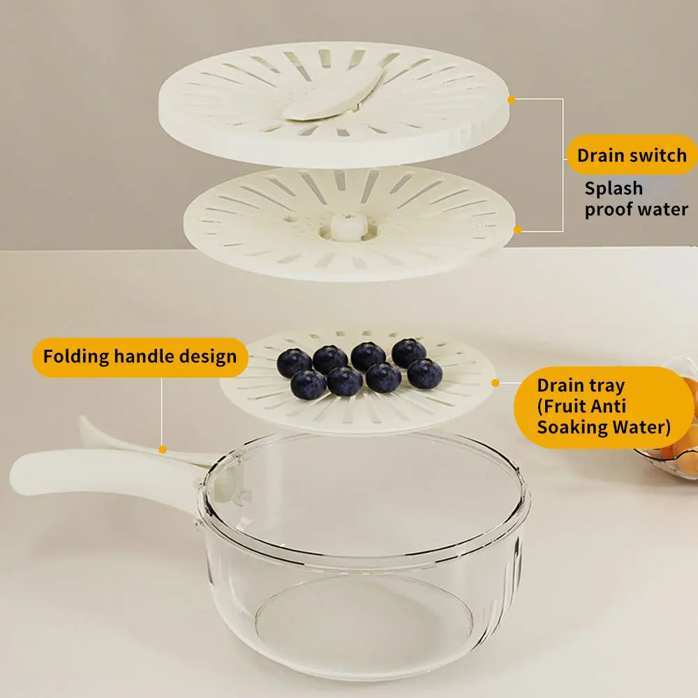 Fruit Washing Drain Basket with Handle